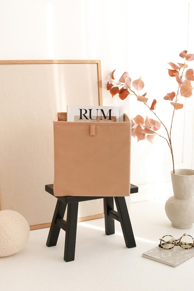 Rek Home Kapaksız Çok Amaçlı Saklama Kutusu Dekoratif Düzenleyici Organizer / Bej