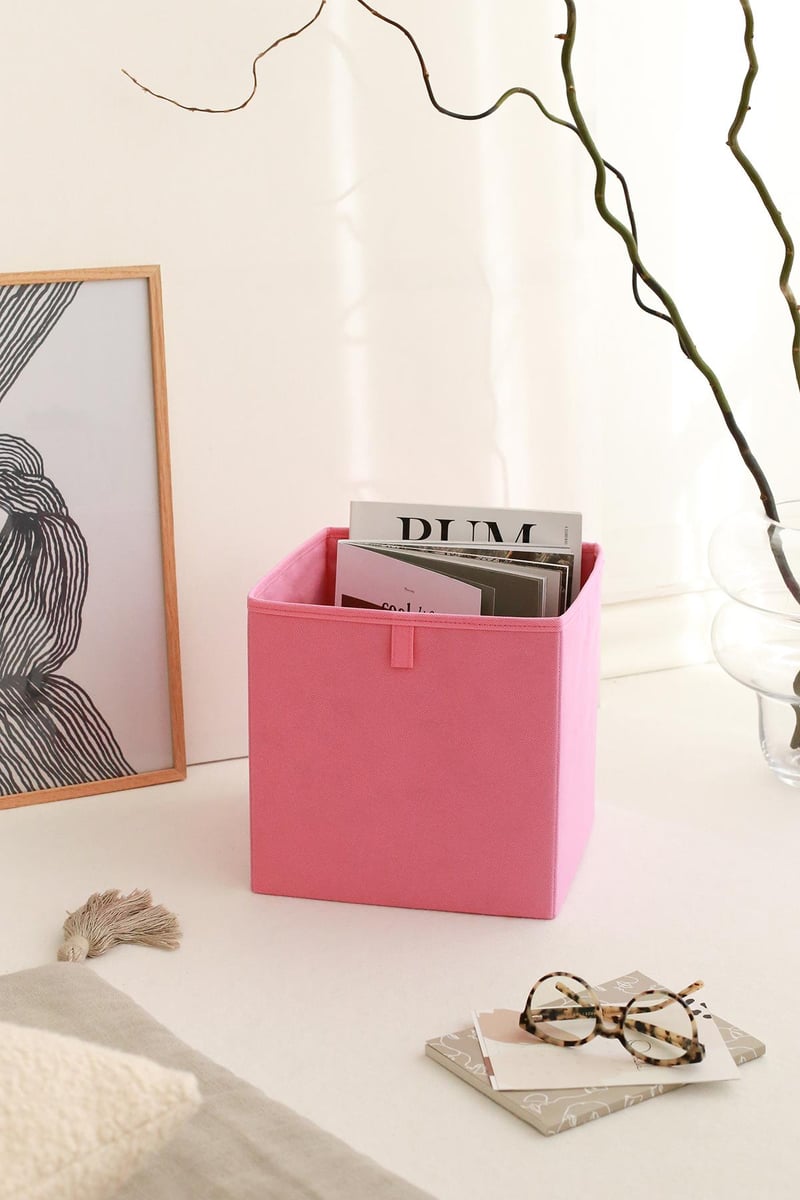 Rek Home Kapaksız Çok Amaçlı Saklama Kutusu Dekoratif Düzenleyici Organizer / Pembe