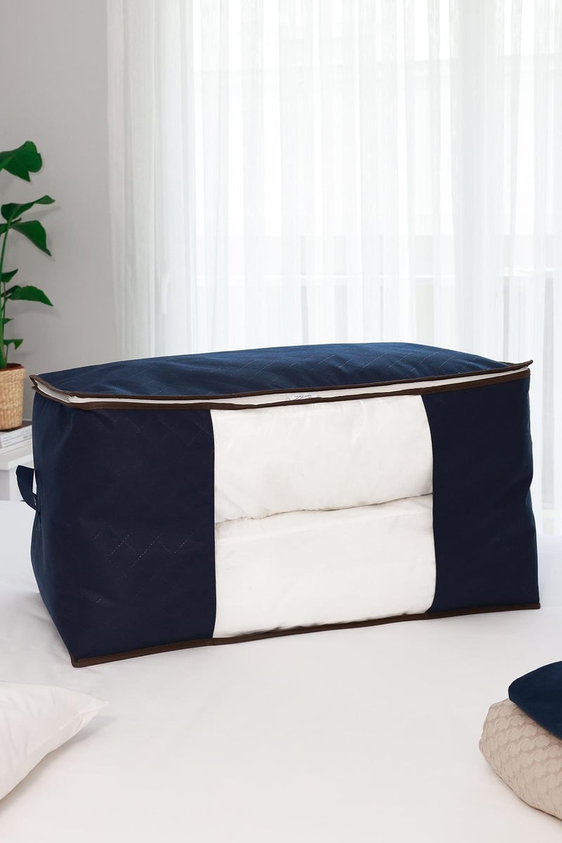 Rek Home Lacivert Büyük Boy Yastık Yorgan Kazak Hurcu / 75x40x40