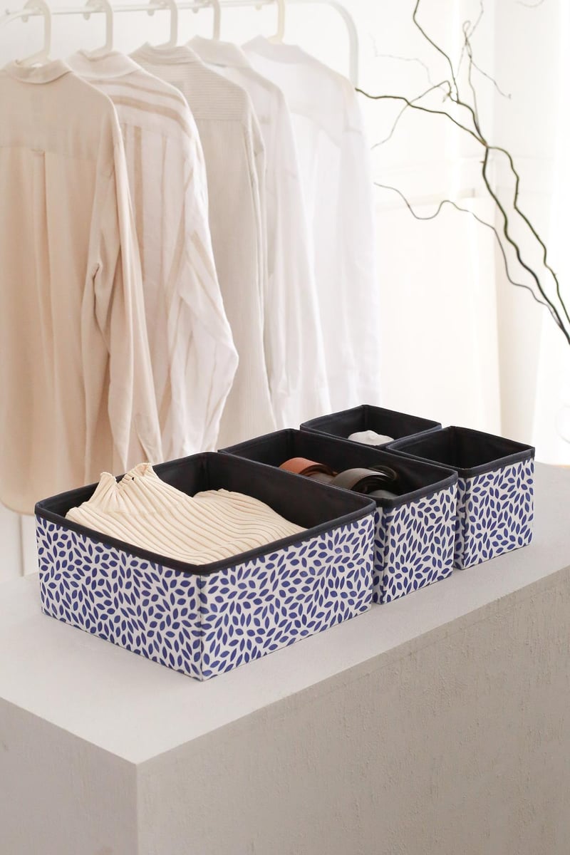 REK HOME Lacivert Yaprak Çekmece İçi Düzenleyici 4'lü Organizer Set