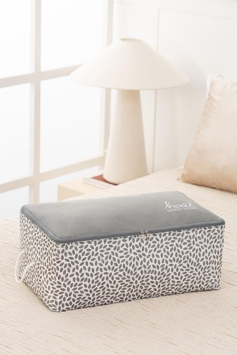 Rek Home Orta Boy Gri Home Sweet Home Baskılı Hurç / 52x28x21