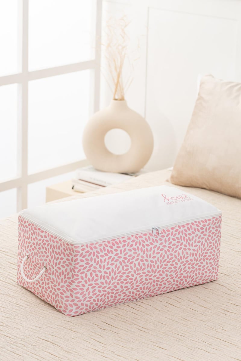 Rek Home Orta Boy Pudra Home Sweet Home Baskılı Hurç / 52x28x21