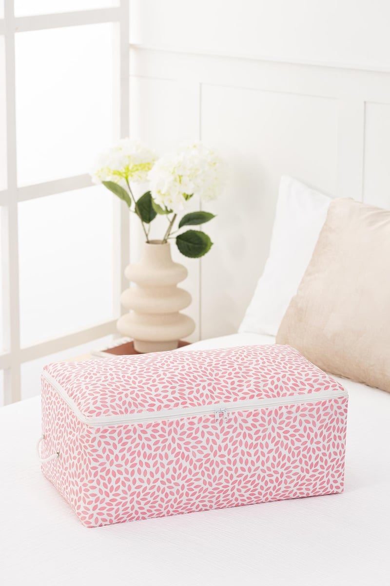 Rek Home Orta Boy Pudra Yaprak Baskılı Hurç / 52x28x21