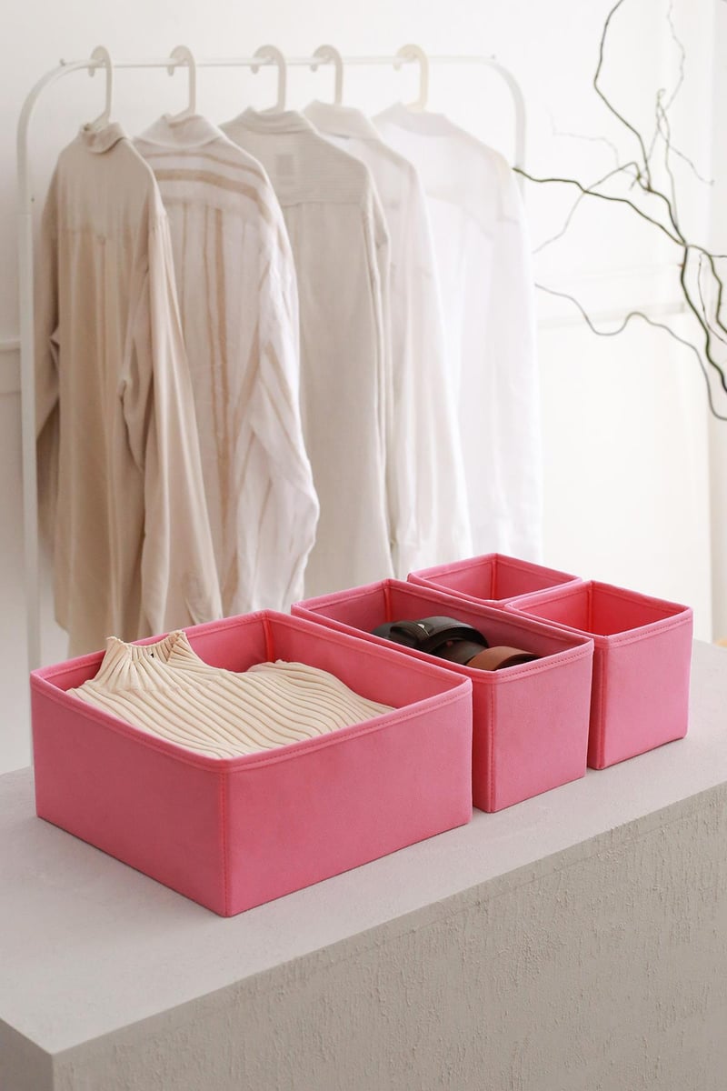 REK HOME Pembe Çekmece İçi Düzenleyici 4'lü Organizer Set