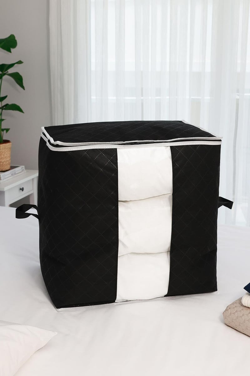 Rek Home Pencereli Siyah Yastık Yorgan Kazak Hurcu / 50x50x36