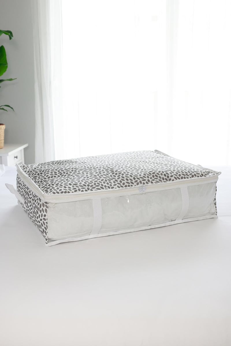 Rek Home Pencereli Yaprak Gri Baza Altı Yastık Yorgan Kazak Hurcu / 60x45x15
