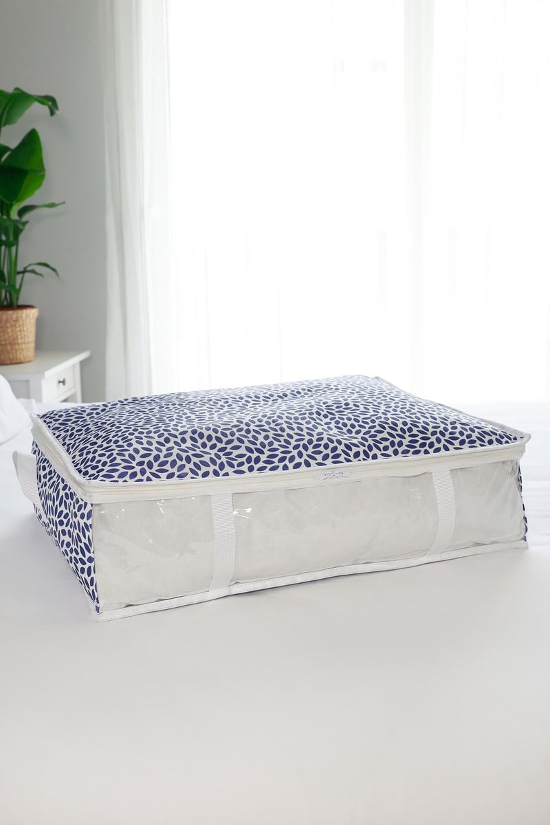 Rek Home Pencereli Yaprak Lacivert Baza Altı Yastık Yorgan Kazak Hurcu / 60x45x15