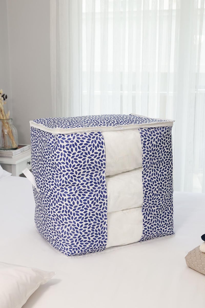 Rek Home Pencereli Yaprak Lacivert Yastık Yorgan Kazak Hurcu / 50x50x36