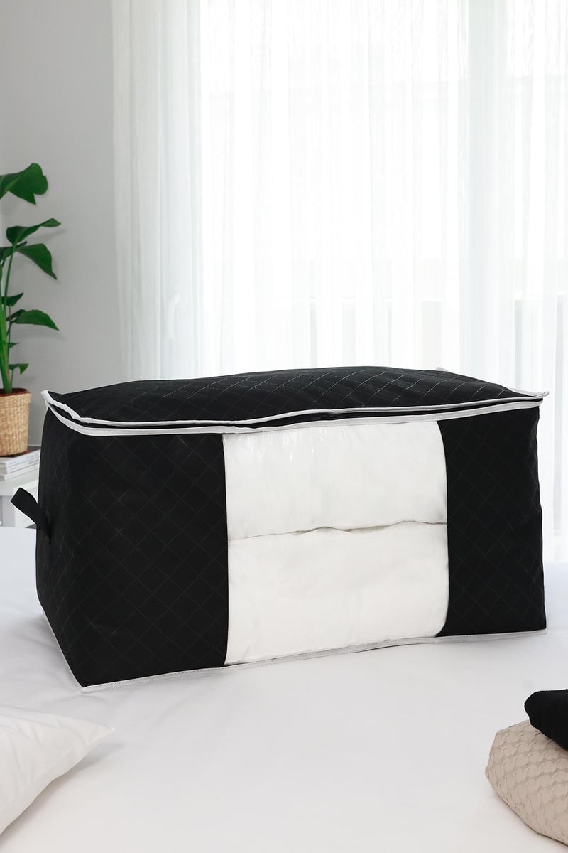 Rek Home Siyah Büyük Boy Yastık Yorgan Kazak Hurcu / 75x40x40