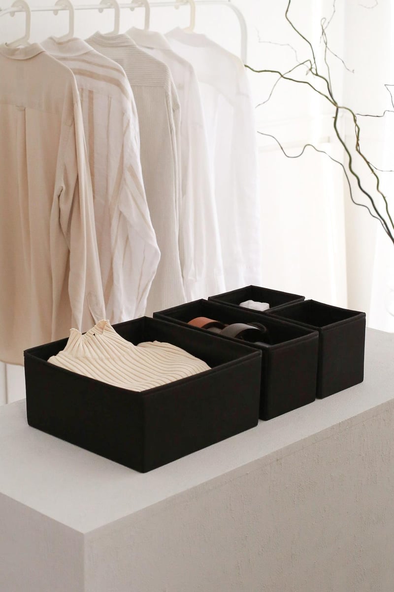 REK HOME Siyah Çekmece İçi Düzenleyici 4'lü Organizer Set