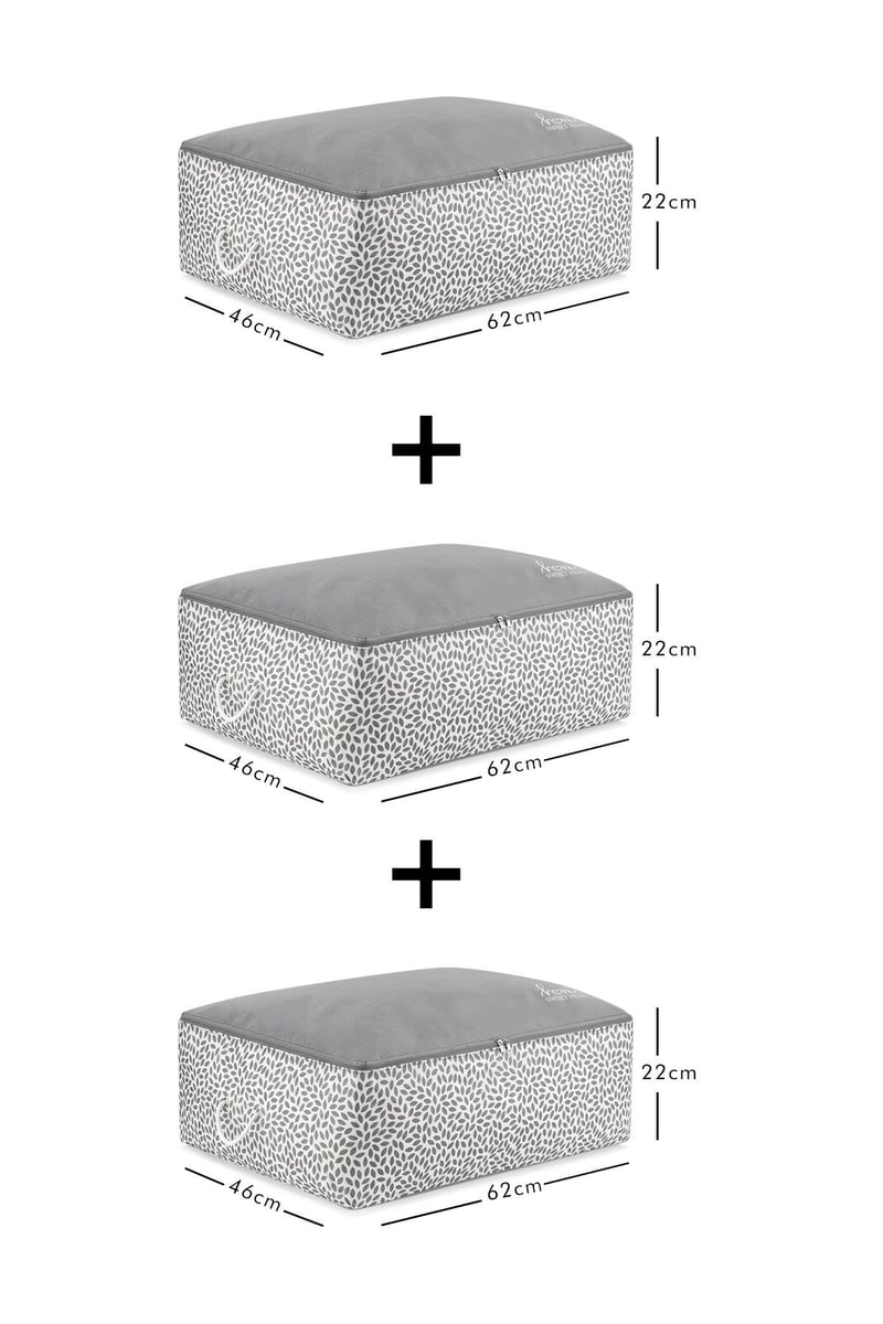 REKHOME 3 Adet Büyük Boy Home Sweet Home Gri Baza Altı Yastık Yorgan Kazak Hurcu 62x46x22