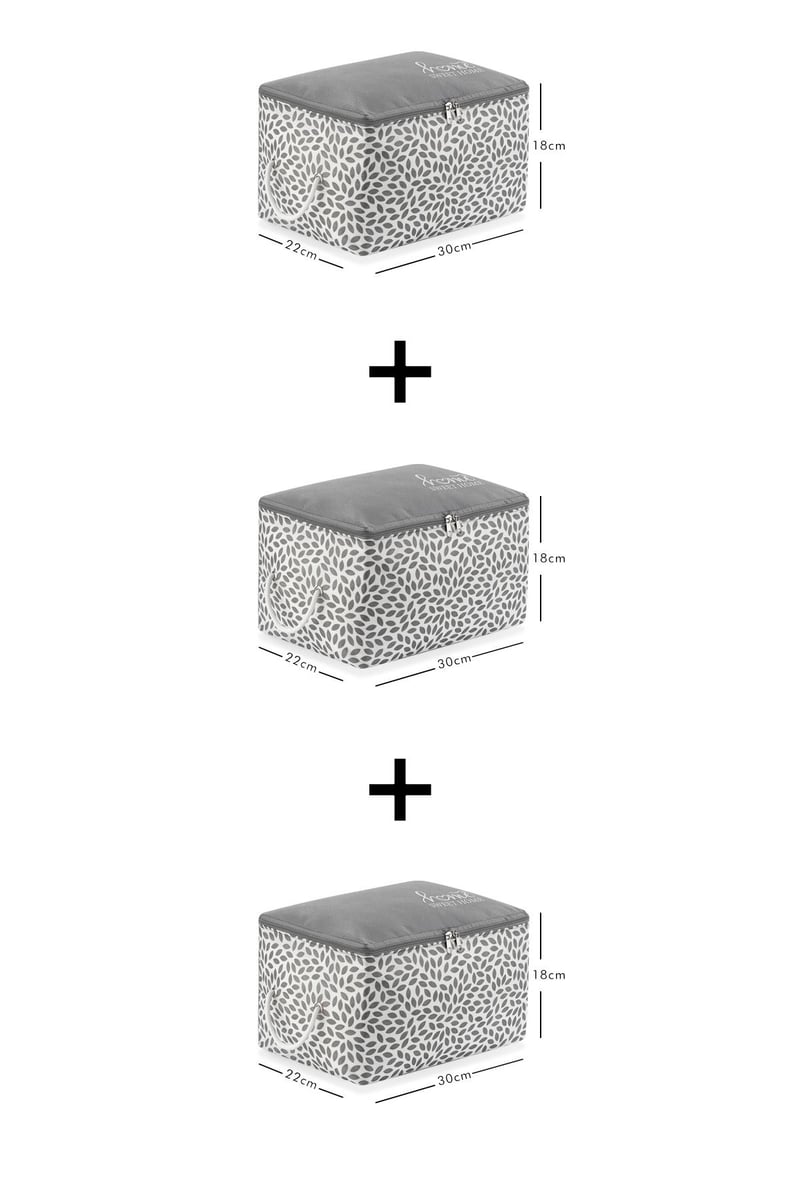 REKHOME 3'lü Gri Home Sweet Home Küçük Boy Baza Altı, Valiz Düzenleyici Hurç / 30x22x18