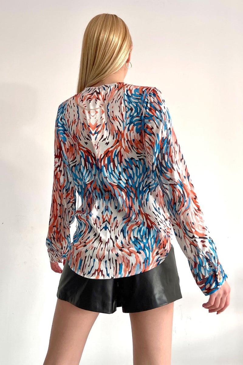 Double-breasted Collar Rope Detail Blouse Cinnamon