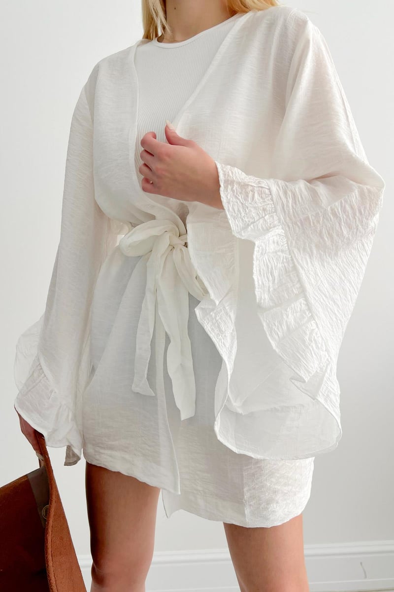 Sleeves Flywheel Shabby Kimono White