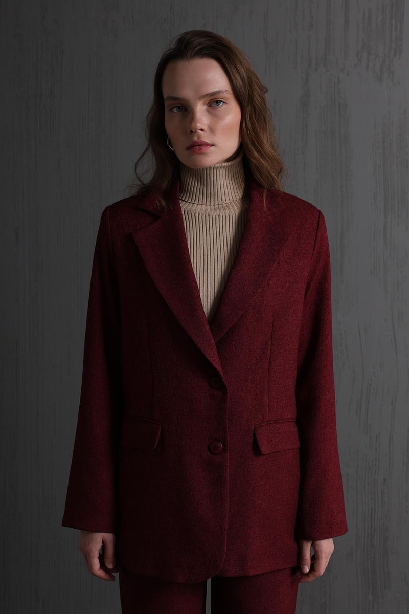 Cep Kapaklı Ceket - Bordo