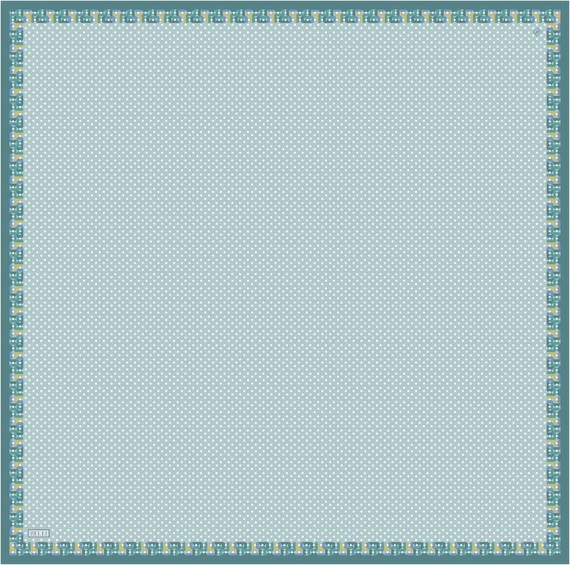 Açık Mavi Klasik Desen %100 Twill İpek Eşarp 4326-54