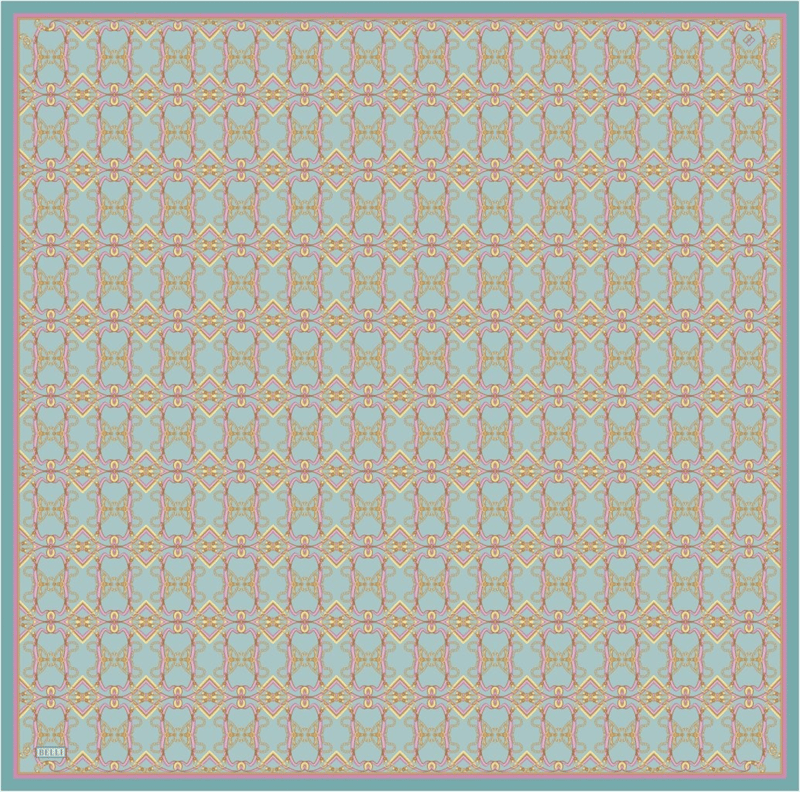 Bebe Mavisi Klasik Desen %100 Twill İpek Eşarp 4328-51