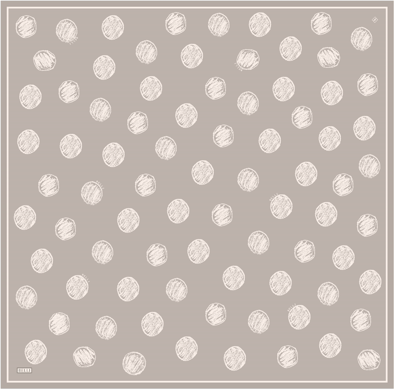 Bej Geometrik Desen %100 Twill İpek Eşarp 4427-03