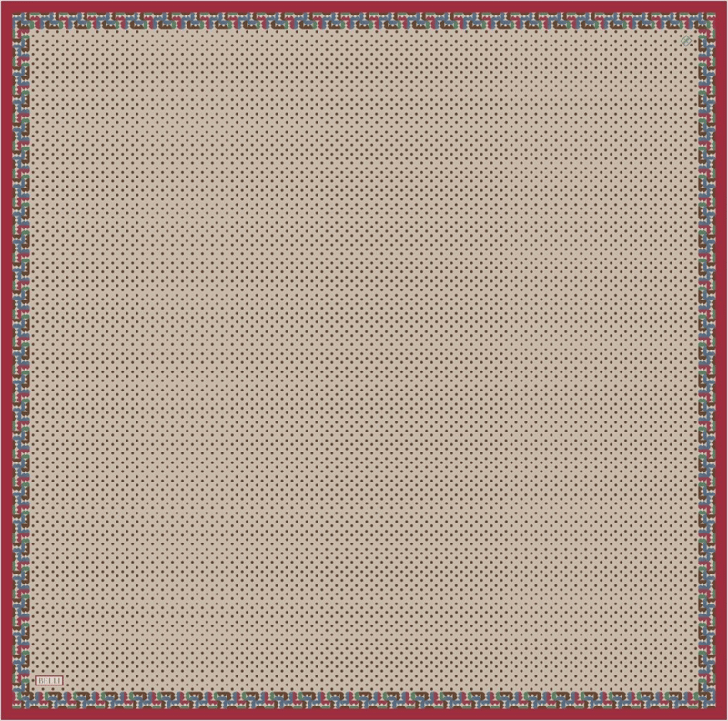 Bej Klasik Desen %100 Twill İpek Eşarp 4326-81