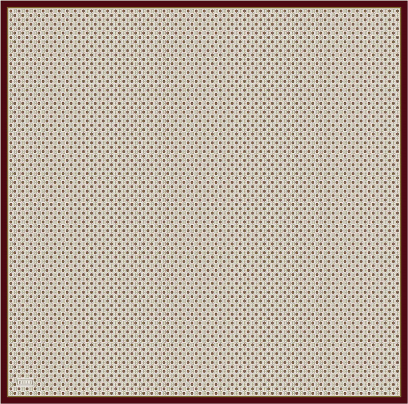 Bej Monogram Desen %100 Twill İpek Eşarp 4418-04