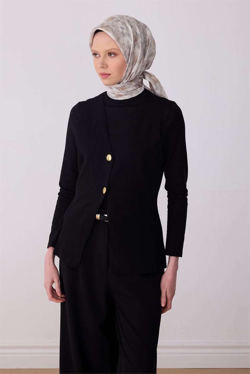 Belli Bej Çiçek Desen %100 Twill İpek Eşarp 4319-83