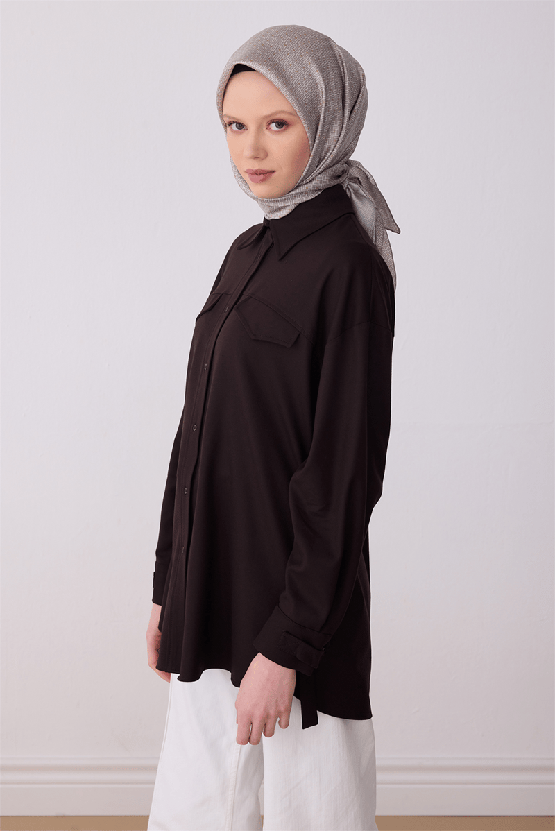 Belli Bej Klasik Desen %100 Twill İpek Eşarp 4317-05