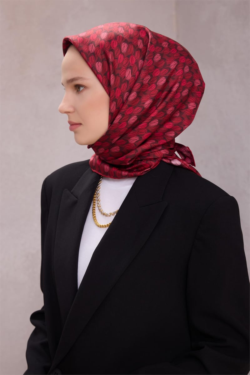 {URUNSEO_TITLE} | BELLI | BELLİ İPEK EŞARP | BELLİ ÇİÇEK DESEN İPEK EŞARP 4204D (TWILL) VİŞNE ÇÜRÜĞÜ - 55