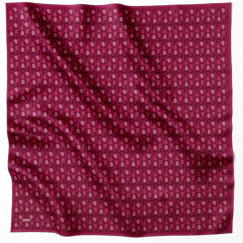 BELLİ ÇİÇEK DESEN İPEK EŞARP 4204D (TWILL) VİŞNE ÇÜRÜĞÜ - 55