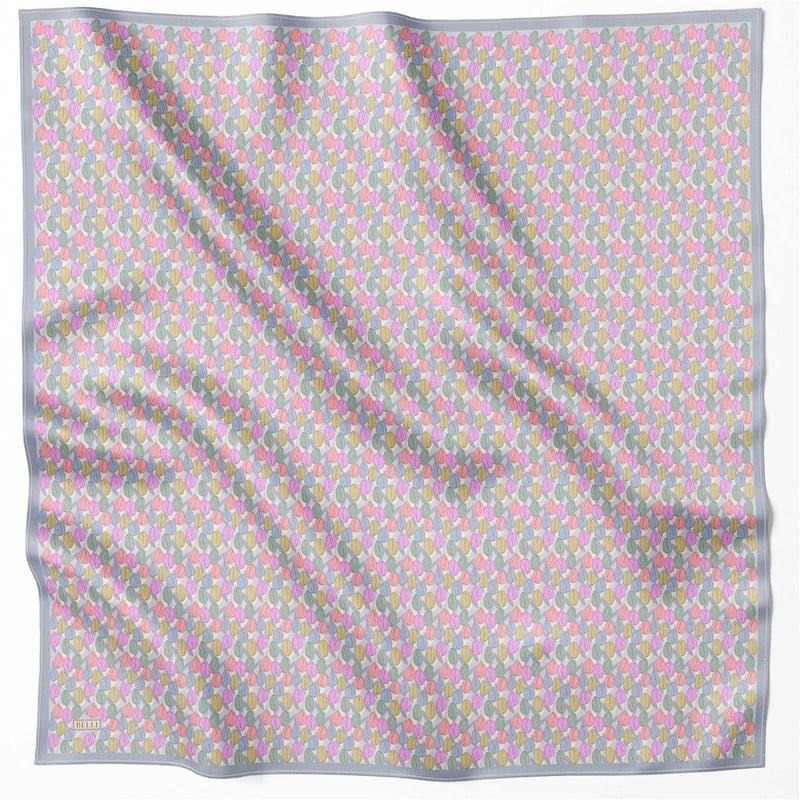 BELLİ ÇİÇEK DESEN İPEK EŞARP 4204D (TWILL) PEMBE - 80