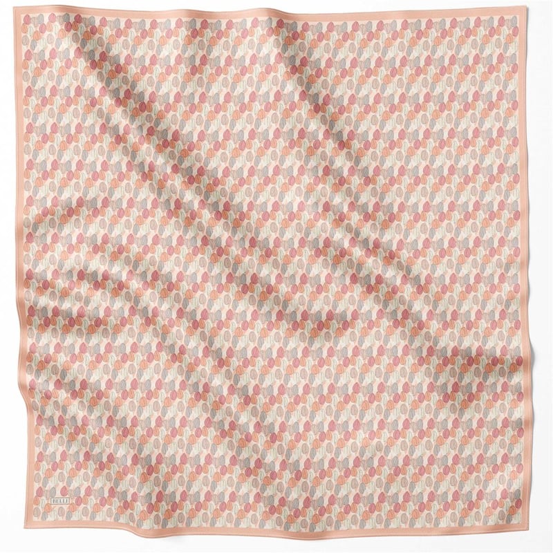 BELLİ ÇİÇEK DESEN İPEK EŞARP 4204D (TWILL) PUDRA - 87