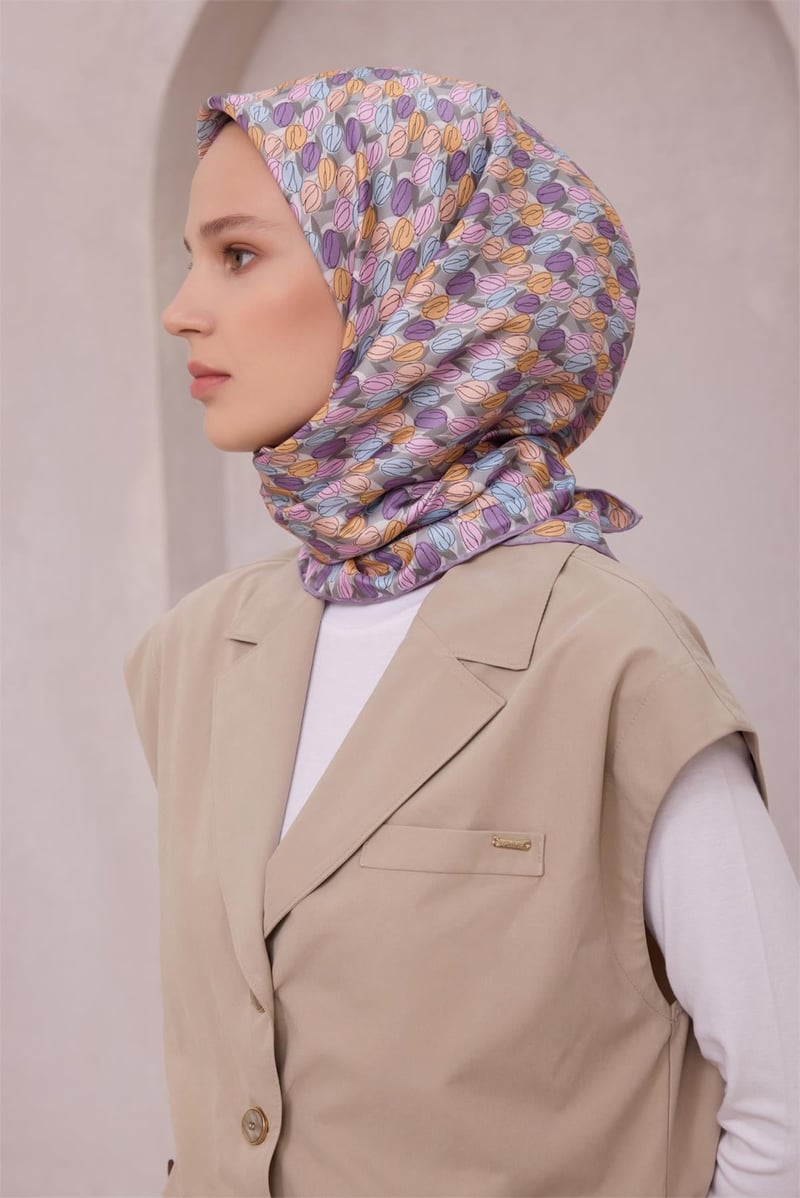 {URUNSEO_TITLE} | BELLI | BELLİ İPEK EŞARP | BELLİ ÇİÇEK DESEN İPEK EŞARP 4204D (TWILL) LİLA - 33