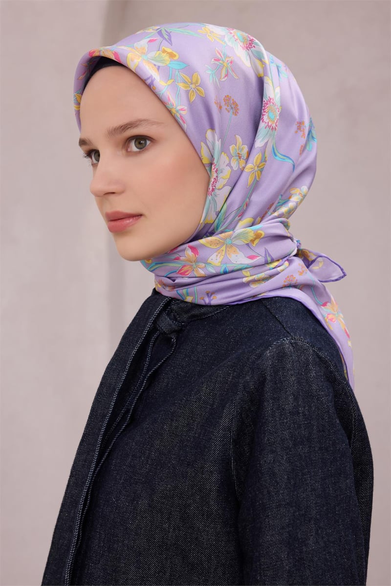 {URUNSEO_TITLE} | BELLI | BELLİ İPEK EŞARP | BELLİ ÇİÇEK DESEN İPEK EŞARP 4210D (TWILL) LİLA - 50