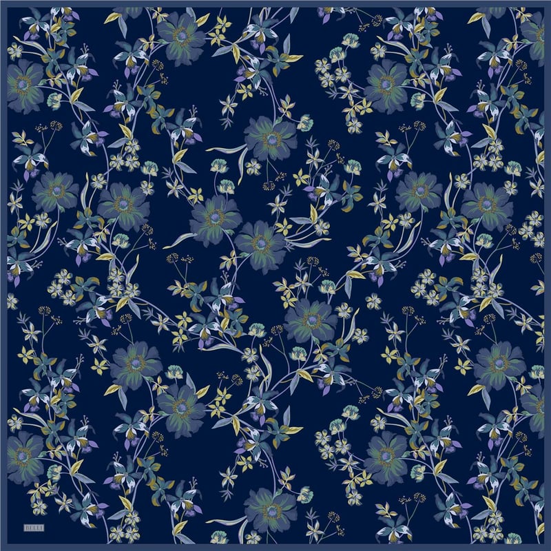 BELLİ ÇİÇEK DESEN İPEK EŞARP 4210D (TWILL) LACİVET - 53