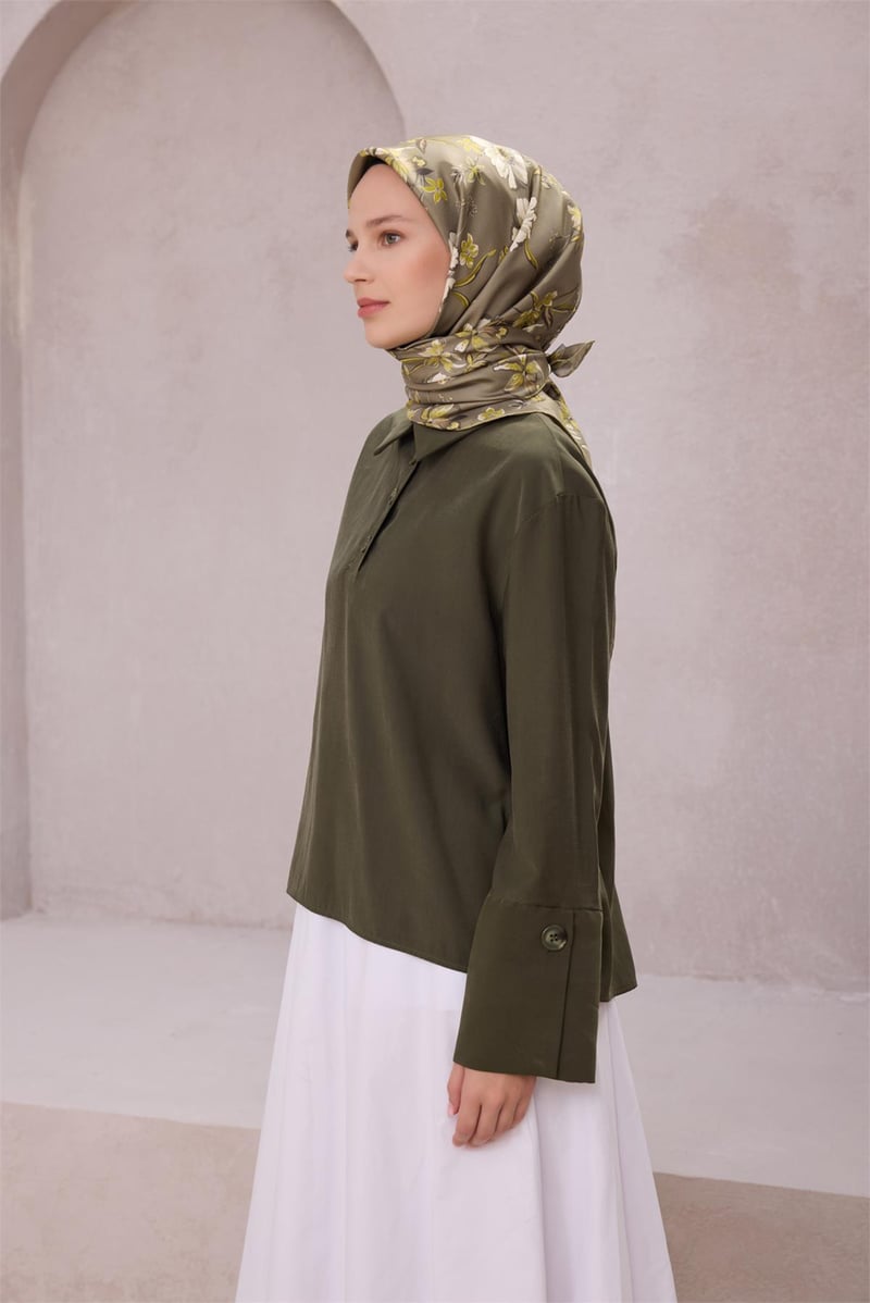 {URUNSEO_TITLE} | BELLI | BELLİ İPEK EŞARP | BELLİ ÇİÇEK DESEN İPEK EŞARP 4210D (TWILL) HAKİ - 87