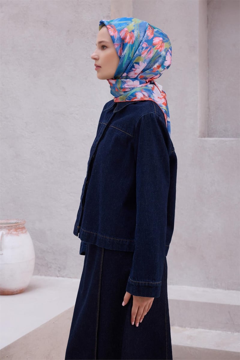 {URUNSEO_TITLE} | BELLI | BELLİ İPEK EŞARP | BELLİ ÇİÇEK DESEN İPEK EŞARP 4217D (TWILL) TURUNCU   - 01