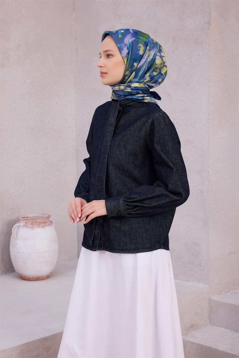 {URUNSEO_TITLE} | BELLI | BELLİ İPEK EŞARP | BELLİ ÇİÇEK DESEN İPEK EŞARP 4217D (TWILL) LACİVERT - 80
