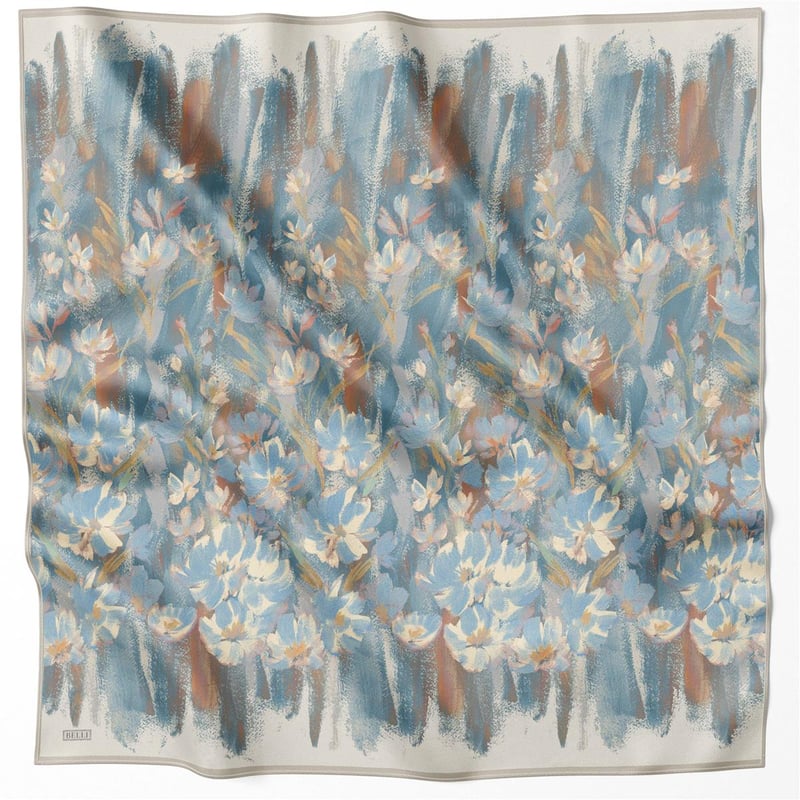 {URUNSEO_TITLE} | BELLI | BELLİ İPEK EŞARP | BELLİ ÇİÇEK DESEN İPEK EŞARP 4217D (TWILL) İNDİGO - 83