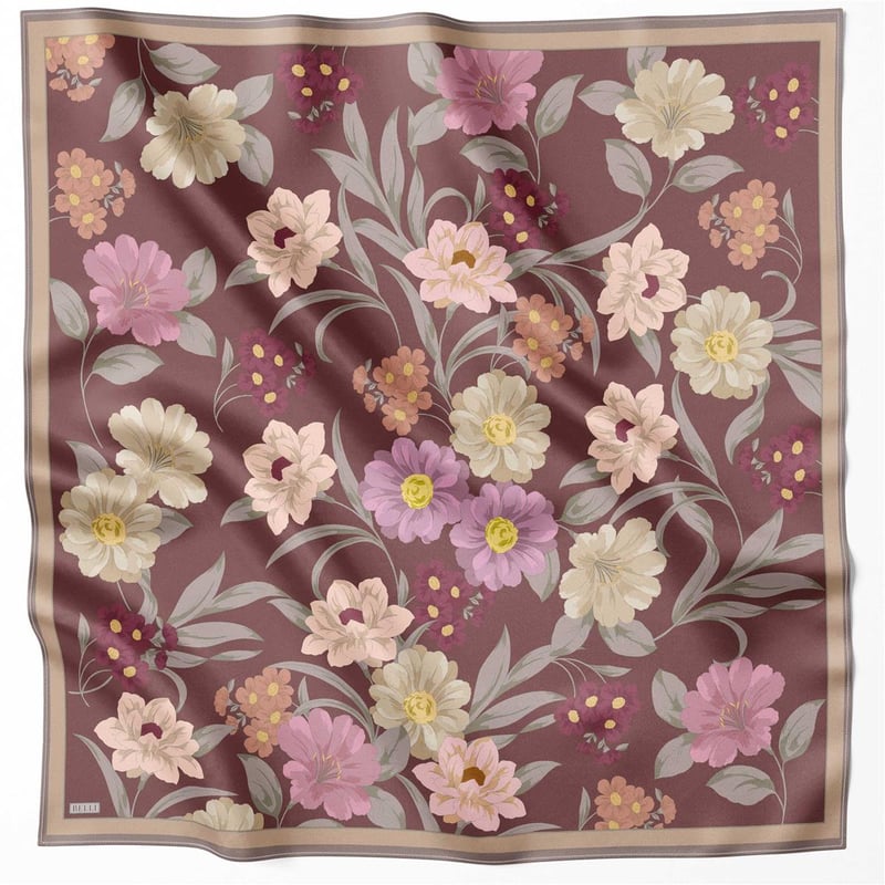 {URUNSEO_TITLE} | BELLI | BELLİ İPEK EŞARP | BELLİ ÇİÇEK DESEN İPEK EŞARP 4219D (TWILL) KIZIL KAHVE - 51