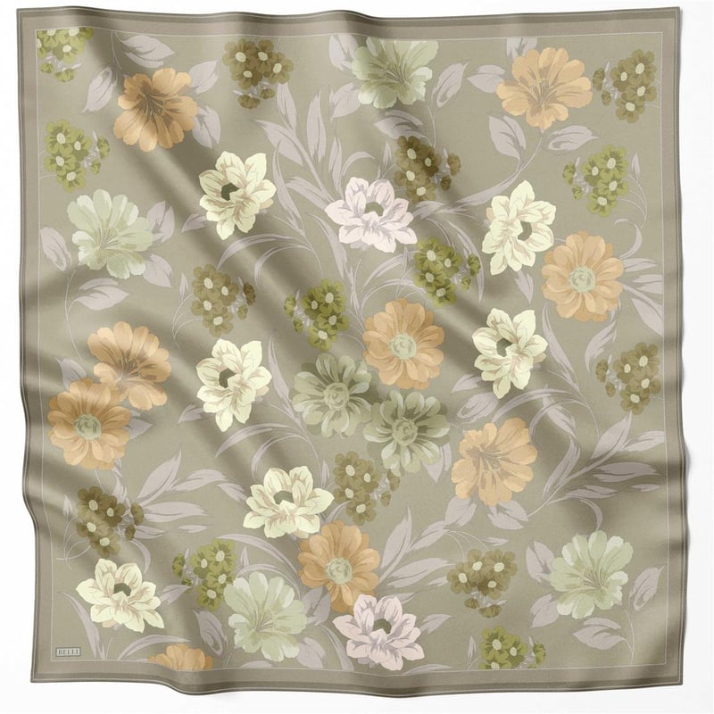 {URUNSEO_TITLE} | BELLI | BELLİ İPEK EŞARP | BELLİ ÇİÇEK DESEN İPEK EŞARP 4219D (TWILL) HAKİ - 55