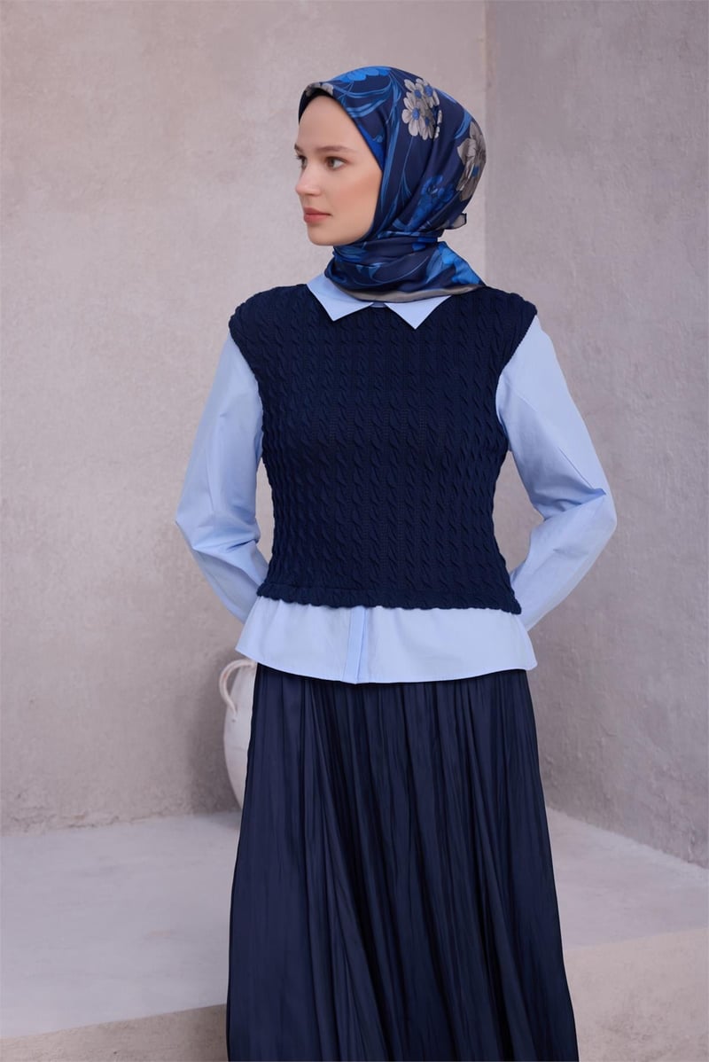 {URUNSEO_TITLE} | BELLI | BELLİ İPEK EŞARP | BELLİ ÇİÇEK DESEN İPEK EŞARP 4219D (TWILL) LACİVERT - 60