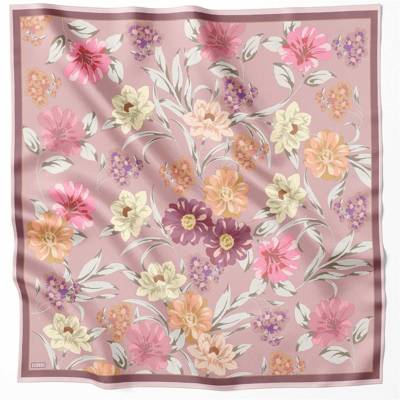 {URUNSEO_TITLE} | BELLI | BELLİ İPEK EŞARP | BELLİ ÇİÇEK DESEN İPEK EŞARP 4219D (TWILL) PUDRA - 34