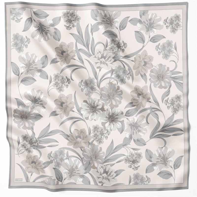 BELLİ ÇİÇEK DESEN İPEK EŞARP 4219D (TWILL) TAŞ - 59