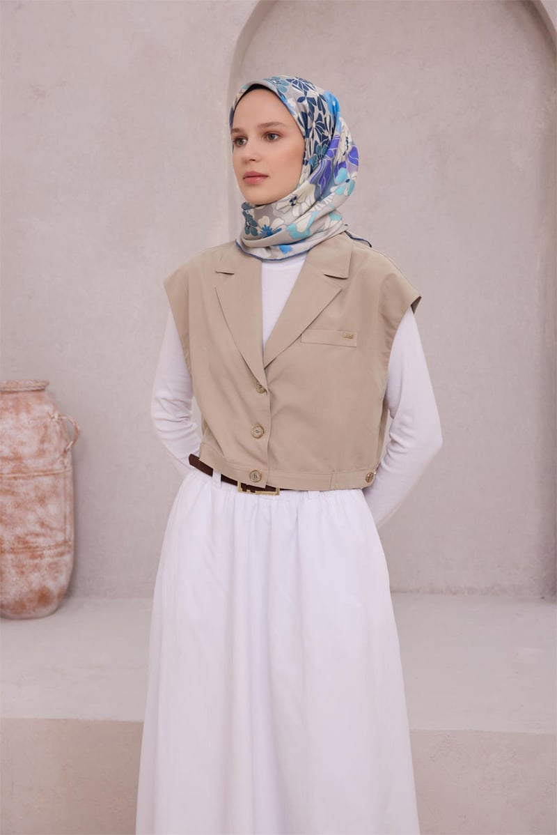 {URUNSEO_TITLE} | BELLI | BELLİ İPEK EŞARP | BELLİ ÇİÇEK DESEN İPEK EŞARP 4220D (TWILL) GRİ MAVİ - 56