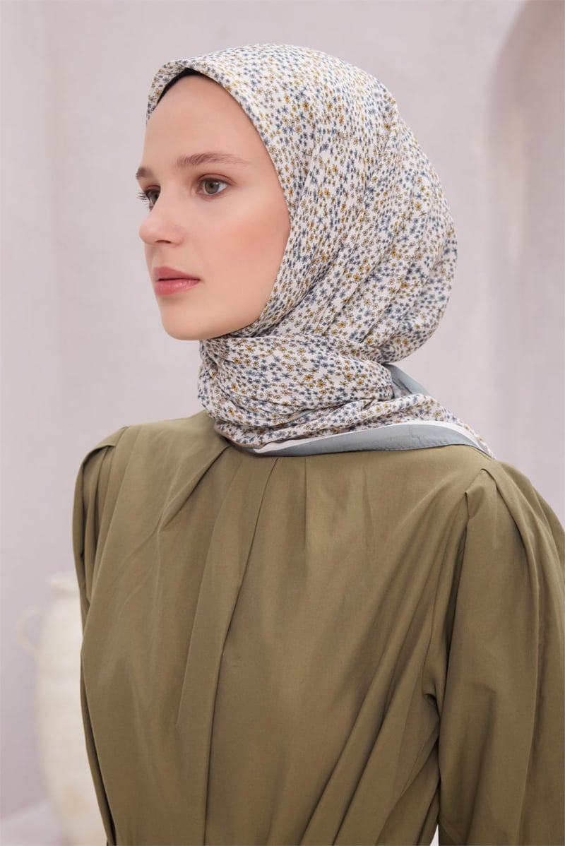 {URUNSEO_TITLE} | BELLI | POLYESTER EŞARP | BELLİ ÇİÇEK DESEN NOVA HAKİ EŞARP 1012