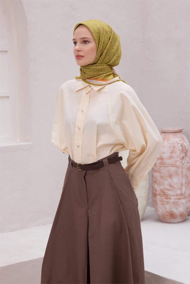 {URUNSEO_TITLE} | BELLI | POLYESTER EŞARP | BELLİ ÇİÇEK DESEN NOVA ZEYTİN HARDAL EŞARP 1012