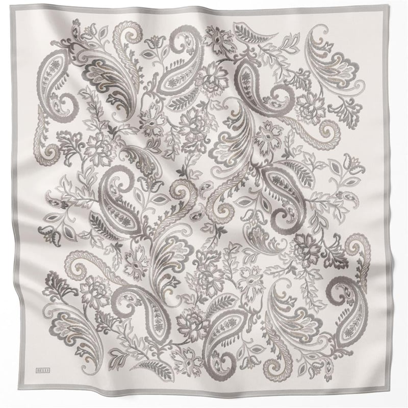 BELLİ ÇİÇEKLİ DESEN İPEK EŞARP 4207D (TWILL) KREM - 86