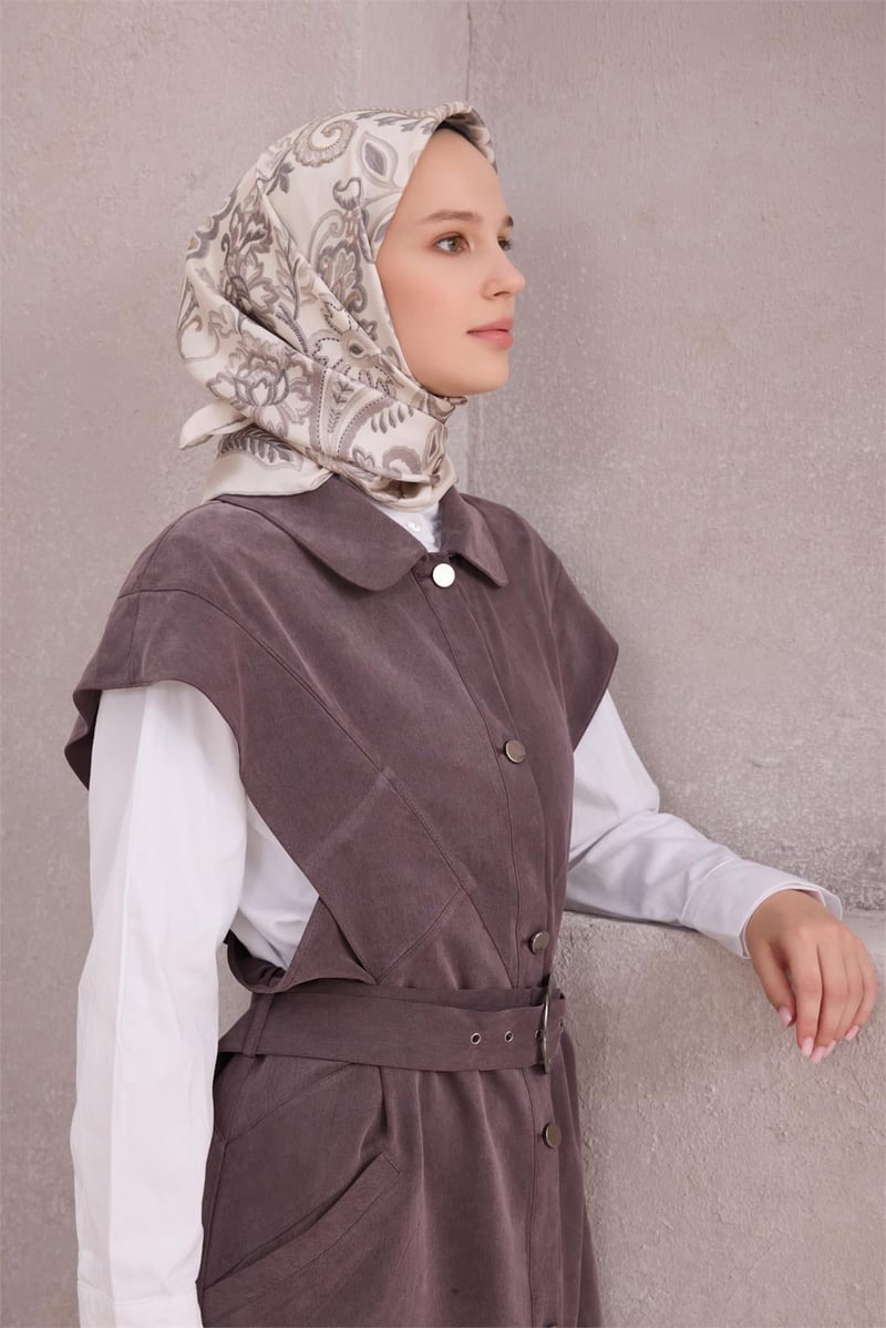 {URUNSEO_TITLE} | BELLI | BELLİ İPEK EŞARP | BELLİ ÇİÇEKLİ DESEN İPEK EŞARP 4207D (TWILL) KREM - 86