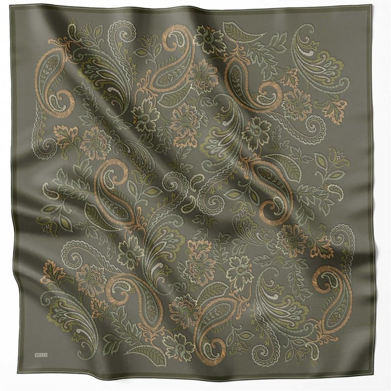 {URUNSEO_TITLE} | BELLI | BELLİ İPEK EŞARP | BELLİ ÇİÇEKLİ DESEN İPEK EŞARP 4207D (TWILL) HAKİ - 82