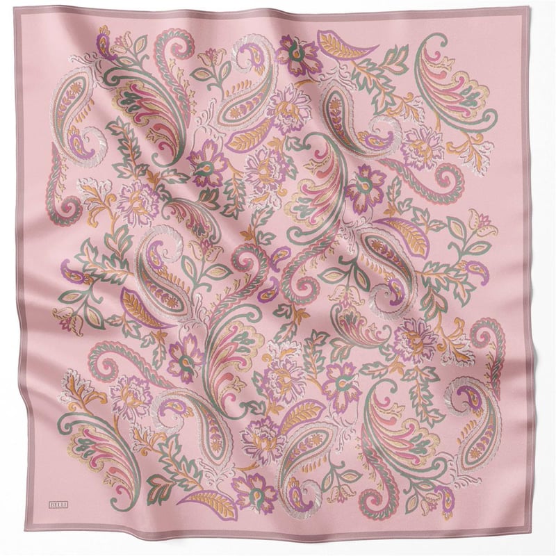 {URUNSEO_TITLE} | BELLI | BELLİ İPEK EŞARP | BELLİ ÇİÇEKLİ DESEN İPEK EŞARP 4207D (TWILL) PUDRA - 14