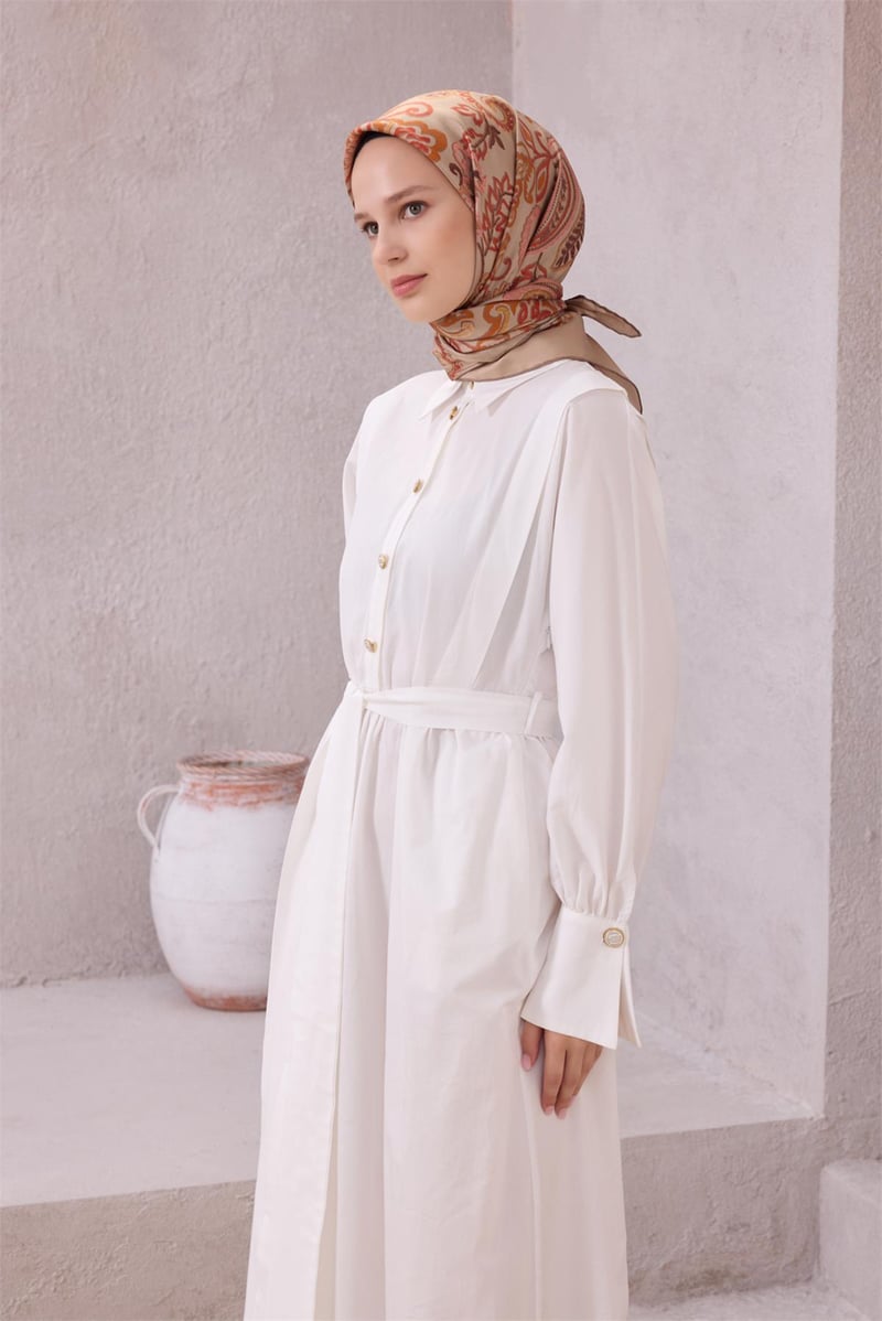 {URUNSEO_TITLE} | BELLI | BELLİ İPEK EŞARP | BELLİ ÇİÇEKLİ DESEN İPEK EŞARP 4207D (TWILL) BEJ - 03